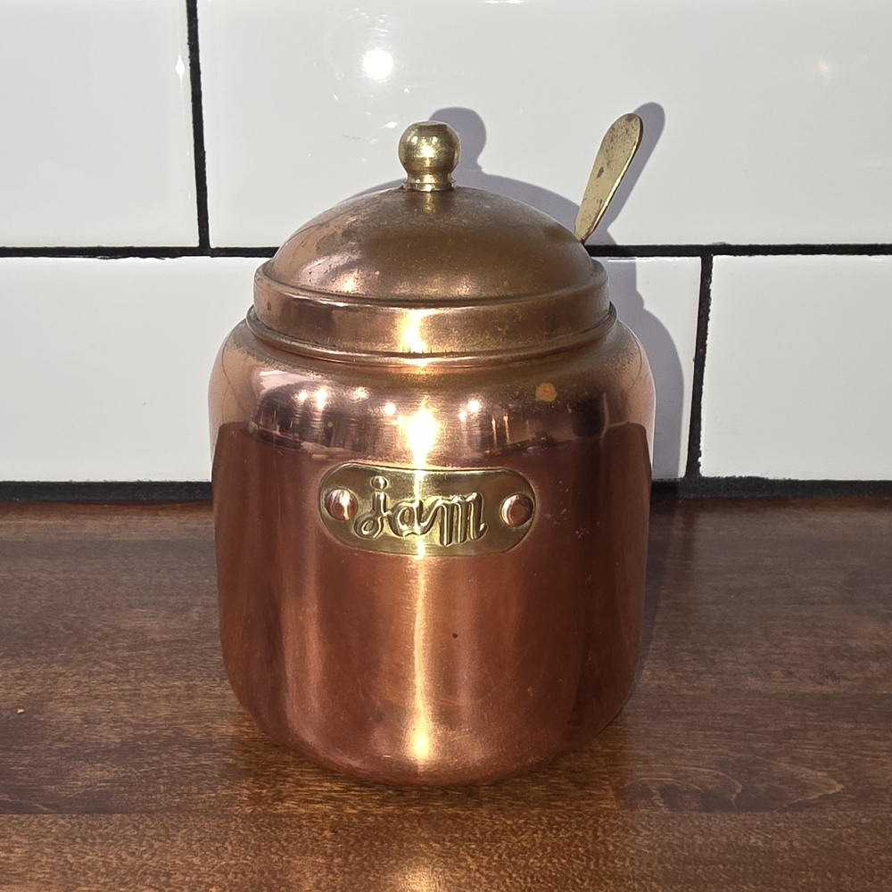 Copper Canister with Lid and Spoon